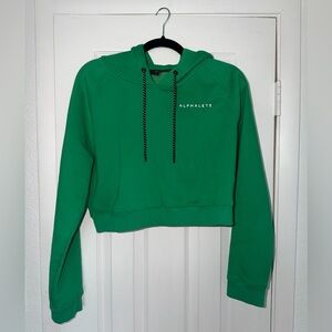 Alphalete Green Cropped Hoodie with Black Drawstrings
